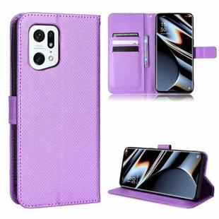 For OPPO Find X5 Pro Diamond Texture Leather Phone Case(Purple)