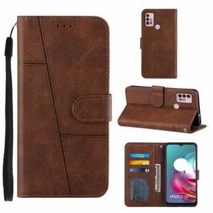 For Motorola Moto G10 Stitching Calf Texture Buckle Leather Phone Case(Brown)