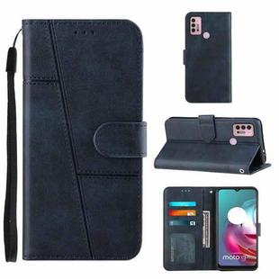 For Motorola Moto G10 Stitching Calf Texture Buckle Leather Phone Case(Blue)