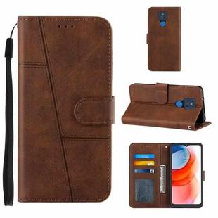 For Motorola Moto G Play 2021 Stitching Calf Texture Buckle Leather Phone Case(Brown)