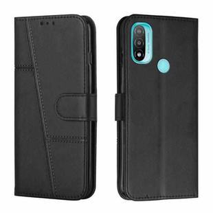 For Motorola Moto E20 / E30 / E40 Stitching Calf Texture Buckle Leather Phone Case(Black)