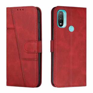 For Motorola Moto E20 / E30 / E40 Stitching Calf Texture Buckle Leather Phone Case(Red)