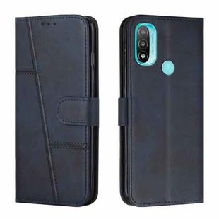 For Motorola Moto E20 / E30 / E40 Stitching Calf Texture Buckle Leather Phone Case(Blue)