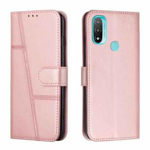 For Motorola Moto E20 / E30 / E40 Stitching Calf Texture Buckle Leather Phone Case(Pink)