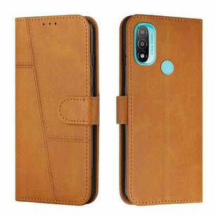 For Motorola Moto E20 / E30 / E40 Stitching Calf Texture Buckle Leather Phone Case(Yellow)