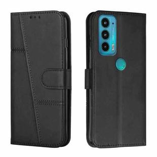 For Motorola Edge 20 Stitching Calf Texture Buckle Leather Phone Case(Black)