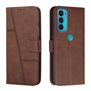 For Motorola Edge 20 Stitching Calf Texture Buckle Leather Phone Case(Brown)