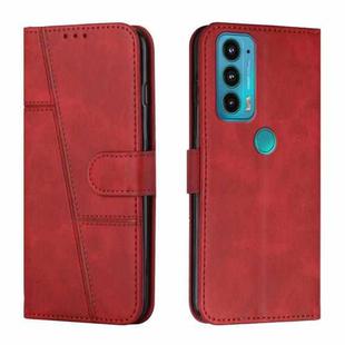 For Motorola Edge 20 Stitching Calf Texture Buckle Leather Phone Case(Red)