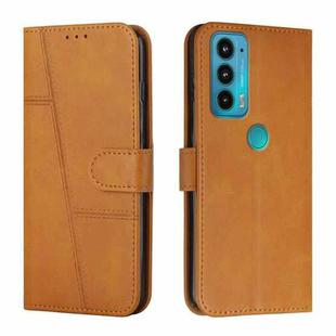 For Motorola Edge 20 Stitching Calf Texture Buckle Leather Phone Case(Yellow)