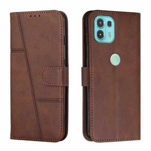 For Motorola Edge 20 Lite Stitching Calf Texture Buckle Leather Phone Case(Brown)