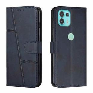 For Motorola Edge 20 Lite Stitching Calf Texture Buckle Leather Phone Case(Blue)