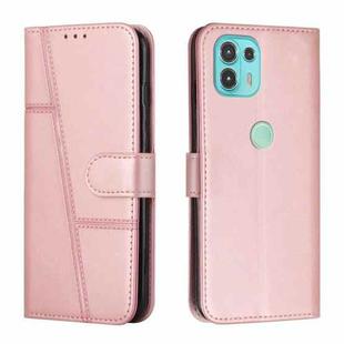 For Motorola Edge 20 Lite Stitching Calf Texture Buckle Leather Phone Case(Pink)