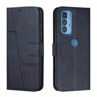 For Motorola Edge 20 Pro Stitching Calf Texture Buckle Leather Phone Case(Blue)