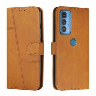 For Motorola Edge 20 Pro Stitching Calf Texture Buckle Leather Phone Case(Yellow)