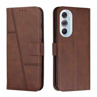 For Motorola Edge X30 Stitching Calf Texture Buckle Leather Phone Case(Brown)