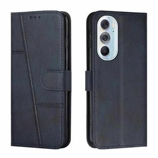 For Motorola Edge X30 Stitching Calf Texture Buckle Leather Phone Case(Blue)