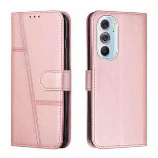 For Motorola Edge X30 Stitching Calf Texture Buckle Leather Phone Case(Pink)