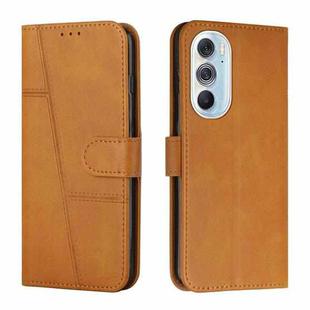For Motorola Edge X30 Stitching Calf Texture Buckle Leather Phone Case(Yellow)
