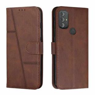 For Motorola Moto G Power 2022 Stitching Calf Texture Buckle Leather Phone Case(Brown)