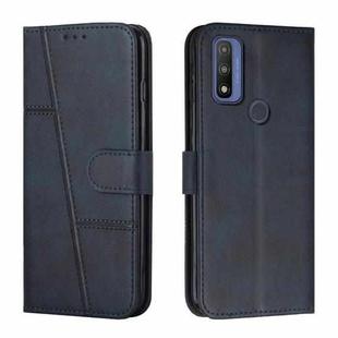 For Motorola Moto G Pure Stitching Calf Texture Buckle Leather Phone Case(Blue)