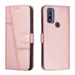 For Motorola Moto G Pure Stitching Calf Texture Buckle Leather Phone Case(Pink)