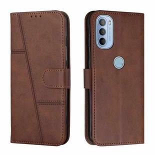 For Motorola Moto G31 / G41 Stitching Calf Texture Buckle Leather Phone Case(Brown)