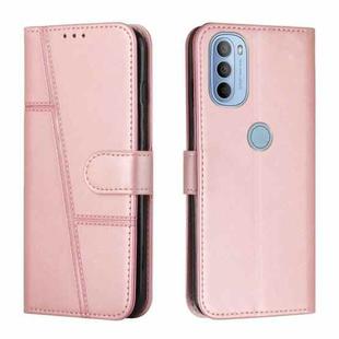 For Motorola Moto G31 / G41 Stitching Calf Texture Buckle Leather Phone Case(Pink)