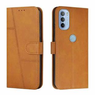 For Motorola Moto G31 / G41 Stitching Calf Texture Buckle Leather Phone Case(Yellow)