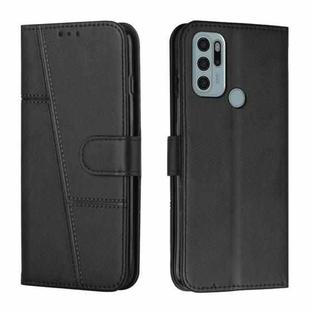 For Motorola Moto G60S Stitching Calf Texture Buckle Leather Phone Case(Black)