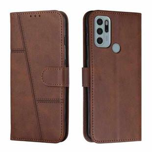 For Motorola Moto G60S Stitching Calf Texture Buckle Leather Phone Case(Brown)