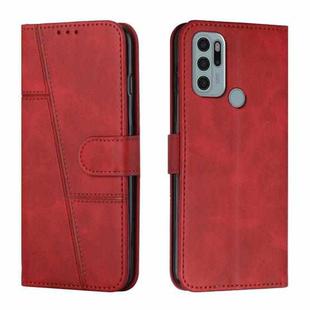 For Motorola Moto G60S Stitching Calf Texture Buckle Leather Phone Case(Red)