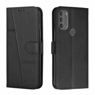 For Motorola Moto G71 5G Stitching Calf Texture Buckle Leather Phone Case(Black)