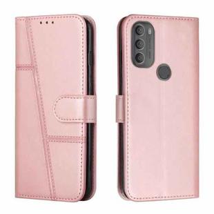 For Motorola Moto G71 5G Stitching Calf Texture Buckle Leather Phone Case(Pink)