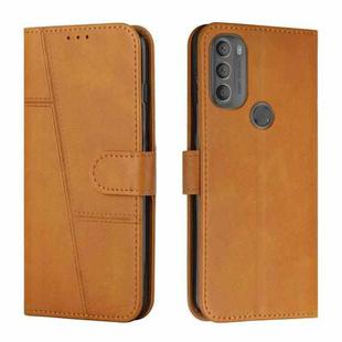 For Motorola Moto G71 5G Stitching Calf Texture Buckle Leather Phone Case(Yellow)