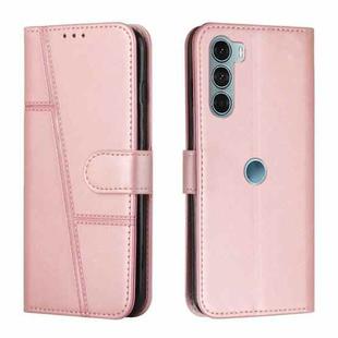 For Motorola Moto G200 5G / Edge S30 Stitching Calf Texture Buckle Leather Phone Case(Pink)