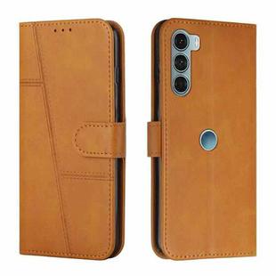 For Motorola Moto G200 5G / Edge S30 Stitching Calf Texture Buckle Leather Phone Case(Yellow)
