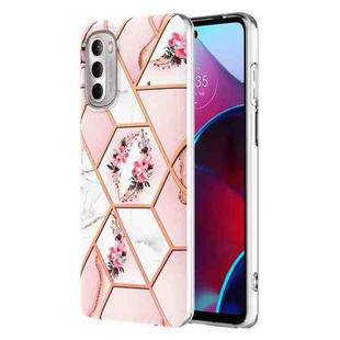 For Motorola Moto G Stylus (2022) Splicing Marble Flower Pattern TPU Phone Case(Pink Flower)