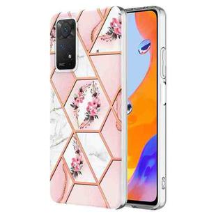 For Xiaomi Redmi Note 11 Pro 5G / 4G Splicing Marble Flower Pattern TPU Phone Case(Pink Flower)