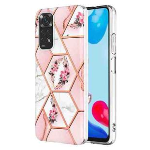 For Xiaomi Redmi Note 11S/ Note 11 4G Splicing Marble Flower Pattern TPU Phone Case(Pink Flower)