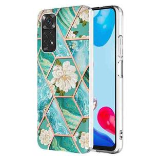 For Xiaomi Redmi Note 11S/ Note 11 4G Splicing Marble Flower Pattern TPU Phone Case(Blue Flower)