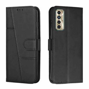 For Tecno Camon 17P Stitching Calf Texture Buckle Leather Phone Case(Black)