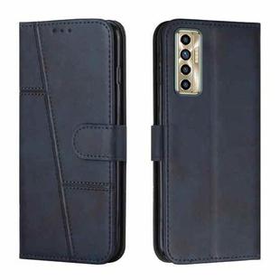 For Tecno Camon 17P Stitching Calf Texture Buckle Leather Phone Case(Blue)