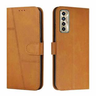 For Tecno Camon 17P Stitching Calf Texture Buckle Leather Phone Case(Yellow)