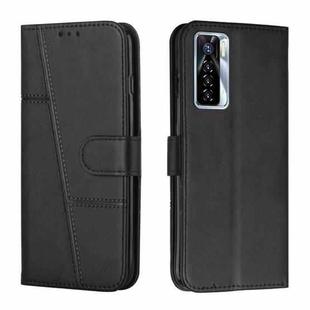 For Tecno Camon 17 Pro Stitching Calf Texture Buckle Leather Phone Case(Black)