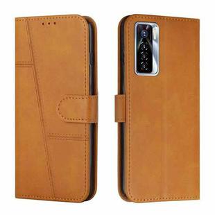 For Tecno Camon 17 Pro Stitching Calf Texture Buckle Leather Phone Case(Yellow)