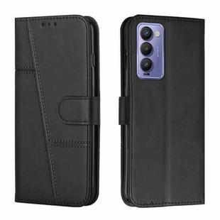 For Tecno Camon 18 / 18P Stitching Calf Texture Buckle Leather Phone Case(Black)