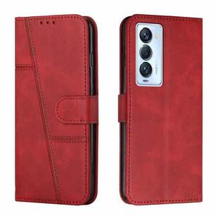 For Tecno Camon 18 Premier Stitching Calf Texture Buckle Leather Phone Case(Red)