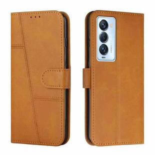 For Tecno Camon 18 Premier Stitching Calf Texture Buckle Leather Phone Case(Yellow)