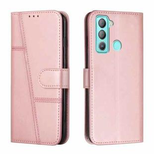 For Tecno Pop 5 LTE Stitching Calf Texture Buckle Leather Phone Case(Pink)