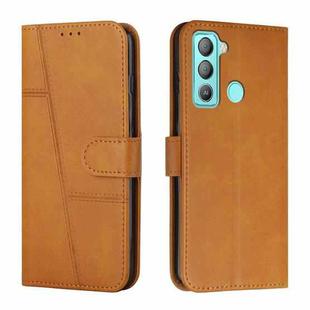 For Tecno Pop 5 LTE Stitching Calf Texture Buckle Leather Phone Case(Yellow)